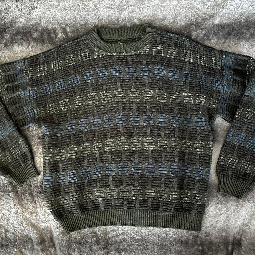 Vintage TT&Co. Tip Top Tailors Vintage Green Blue Sweater Knit | Made in Canada